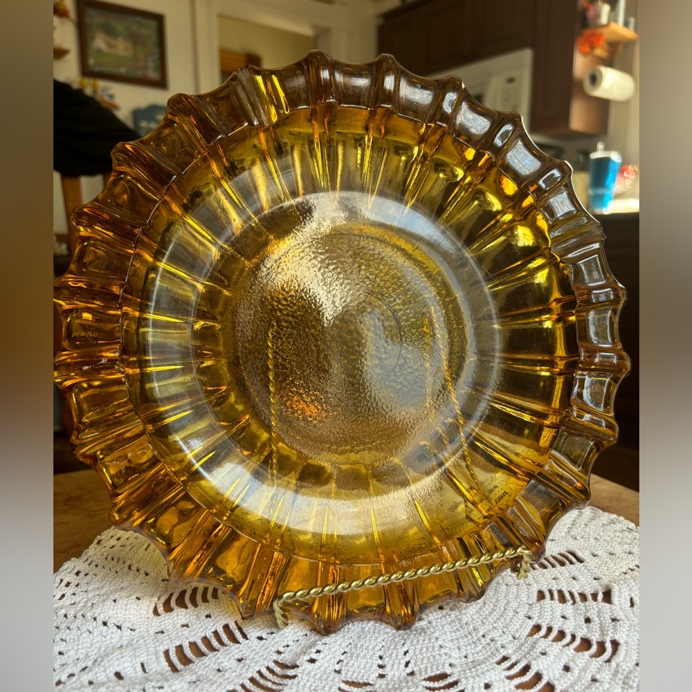 Vintage Amber Glass Cigar Tray